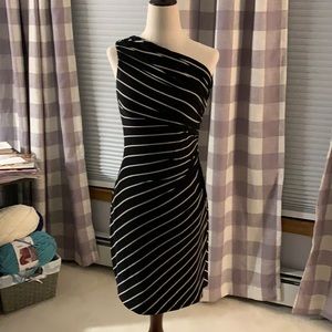 Lauren Ralph Lauren 1 shoulder b/w stripe dress- 0